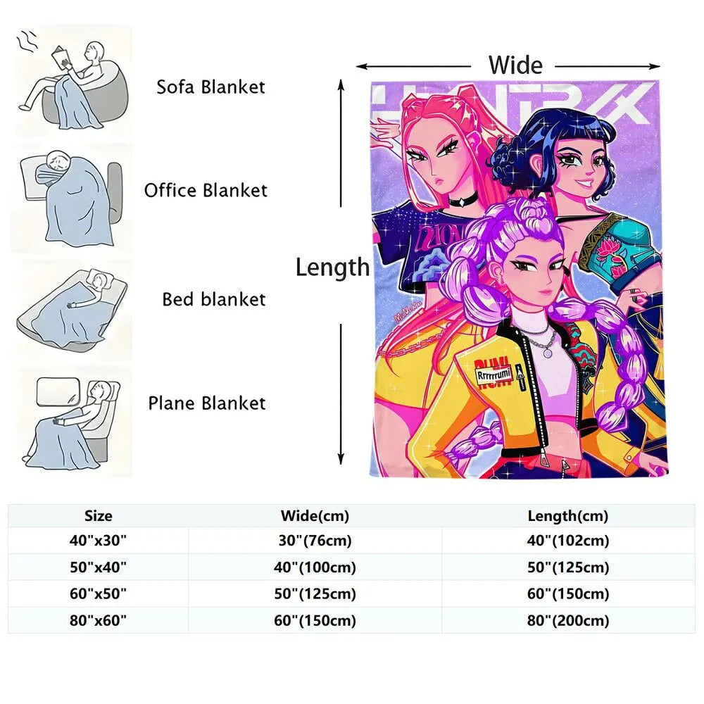 K-POP Demon Hunters Anime Characters Multipurpose Throw Blanket