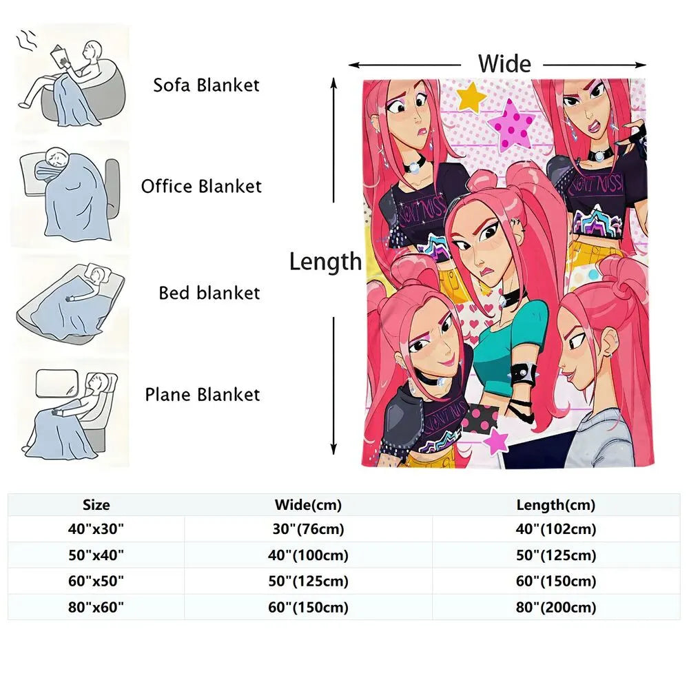 K-POP Demon Hunters Anime Characters Multipurpose Throw Blanket
