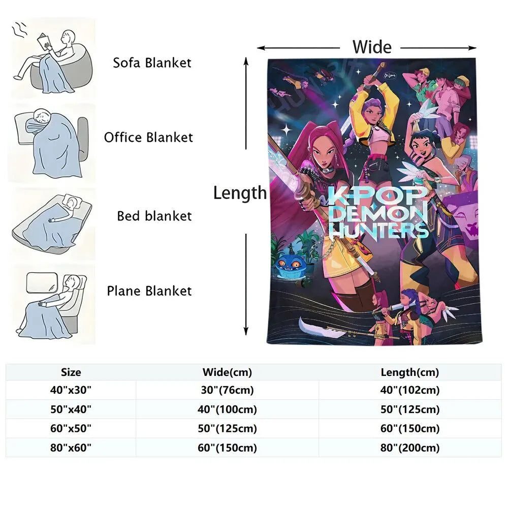 K-POP Demon Hunters Anime Characters Multipurpose Throw Blanket