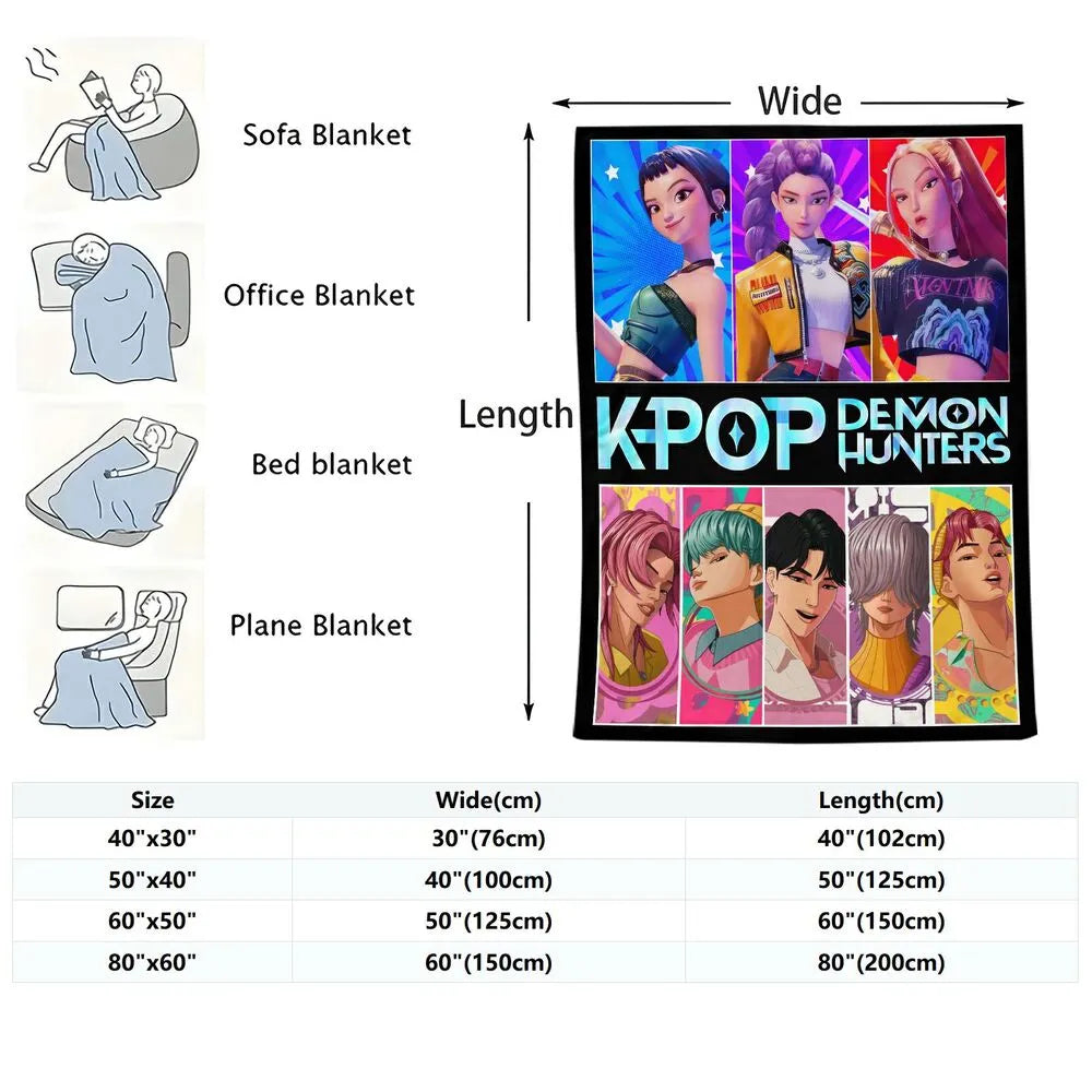 K-POP Demon Hunters Anime Characters Multipurpose Throw Blanket
