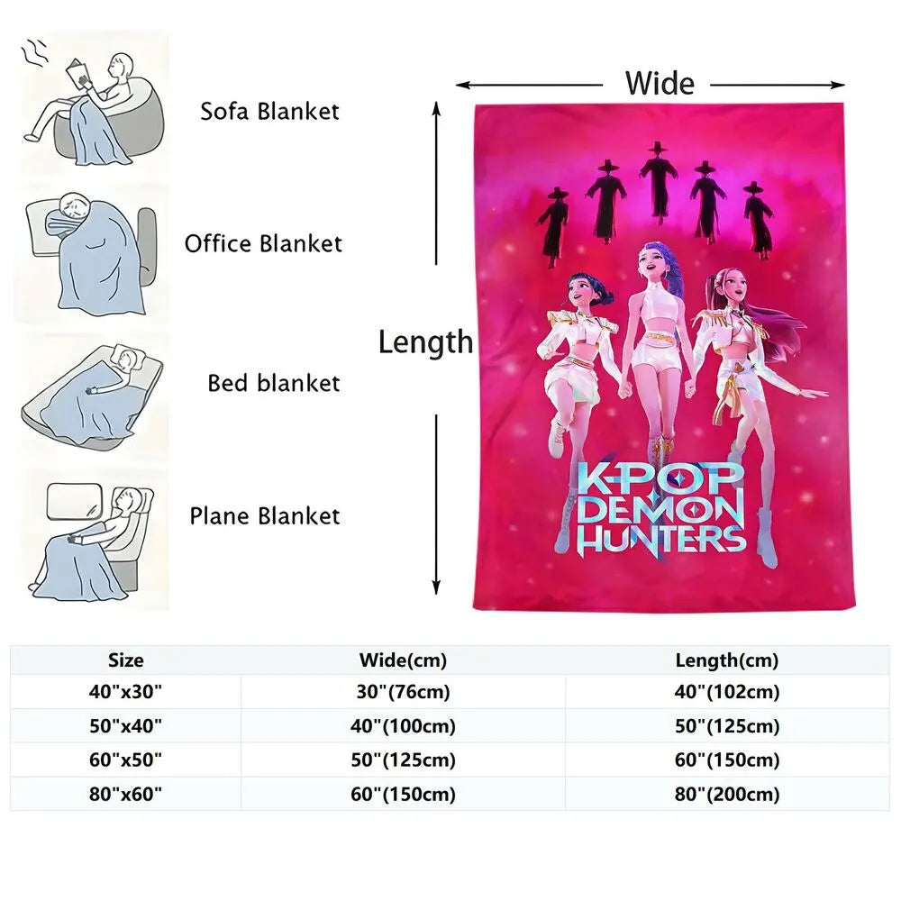 K-POP Demon Hunters Anime Characters Multipurpose Throw Blanket