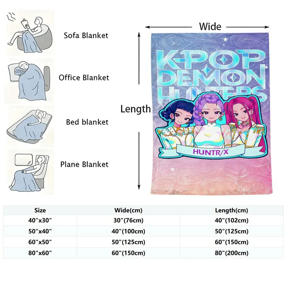 K-POP Demon Hunters Anime Characters Multipurpose Throw Blanket