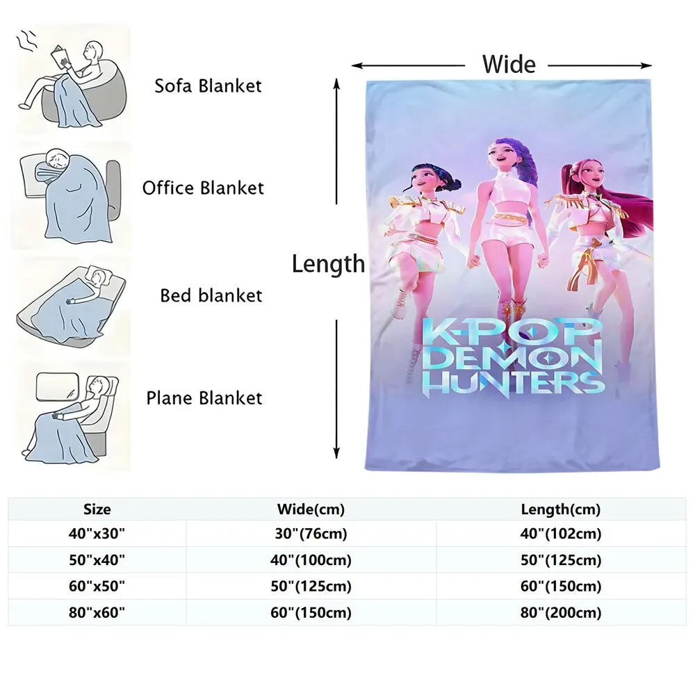 K-POP Demon Hunters Anime Characters Multipurpose Throw Blanket