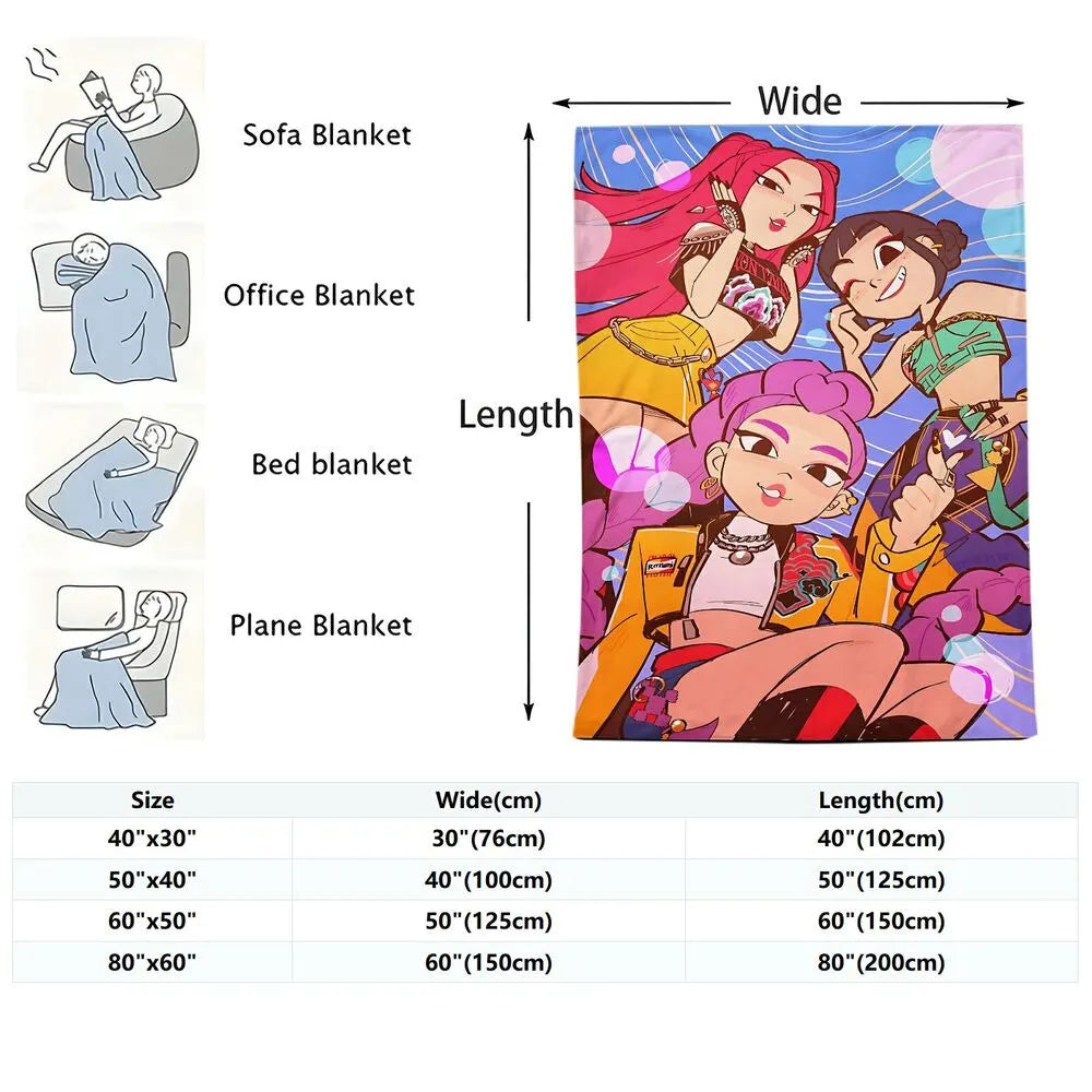 K-POP Demon Hunters Anime Characters Multipurpose Throw Blanket