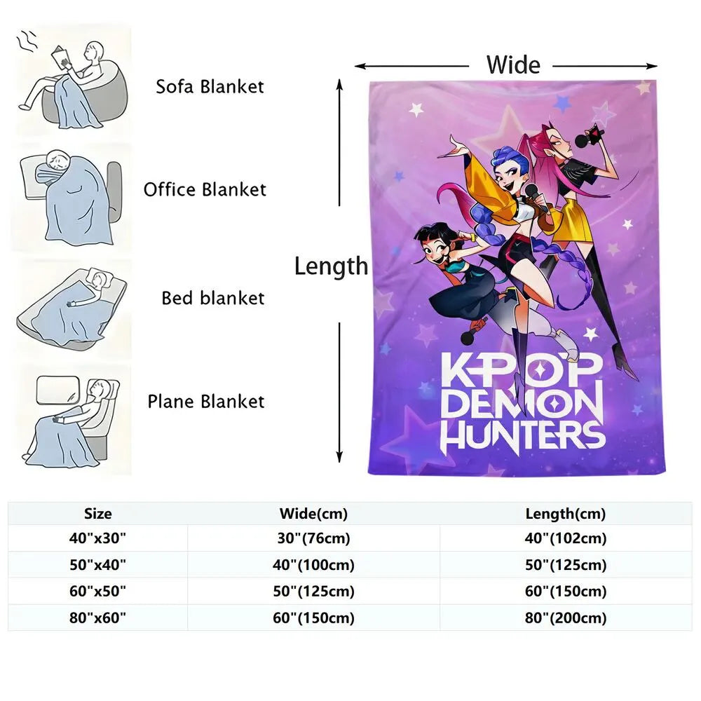 K-POP Demon Hunters Anime Characters Multipurpose Throw Blanket