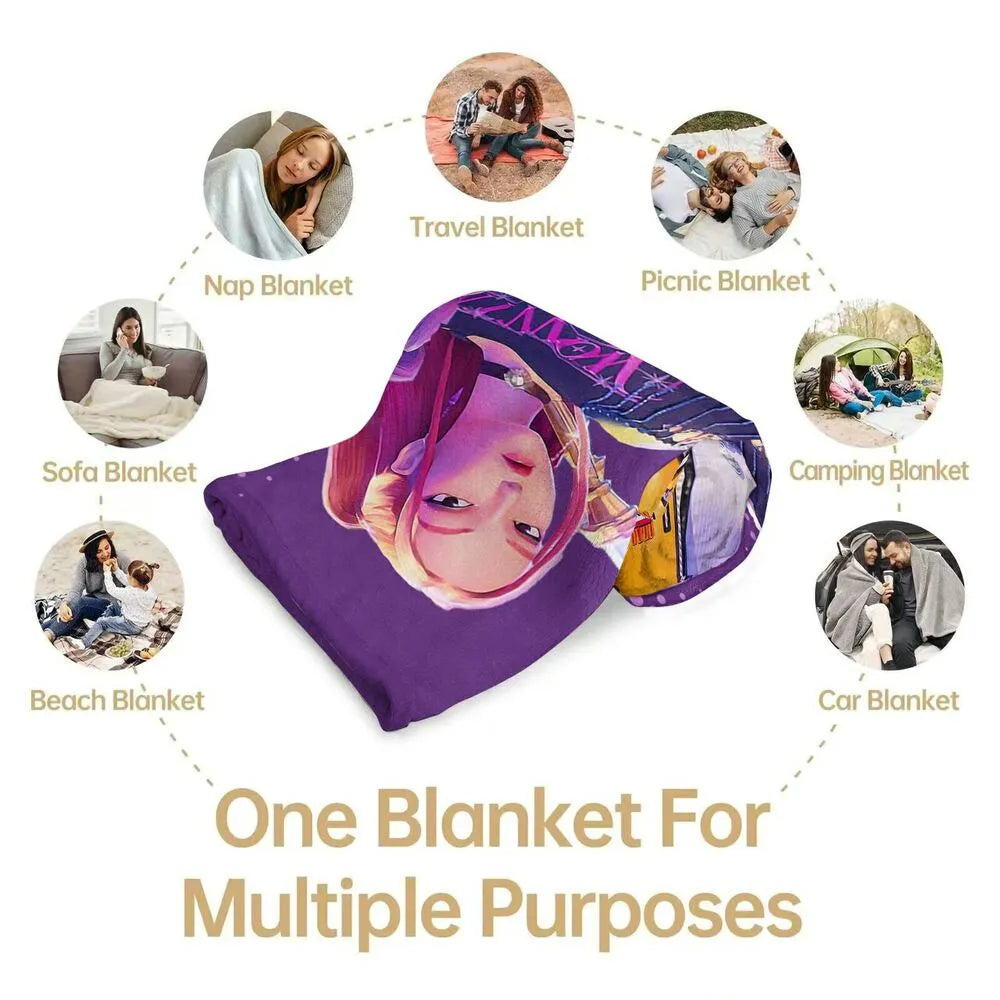 K-POP Demon Hunters Anime Characters Multipurpose Throw Blanket