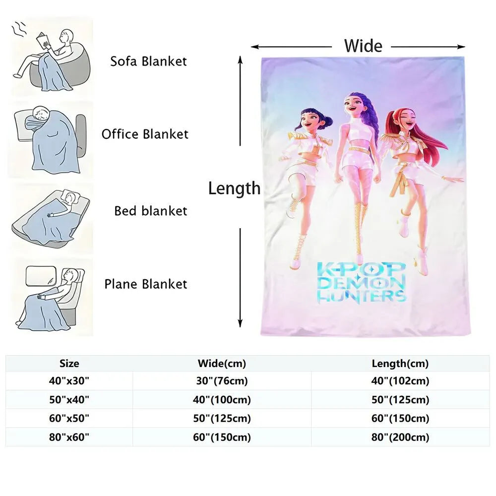 K-POP Demon Hunters Anime Characters Multipurpose Throw Blanket