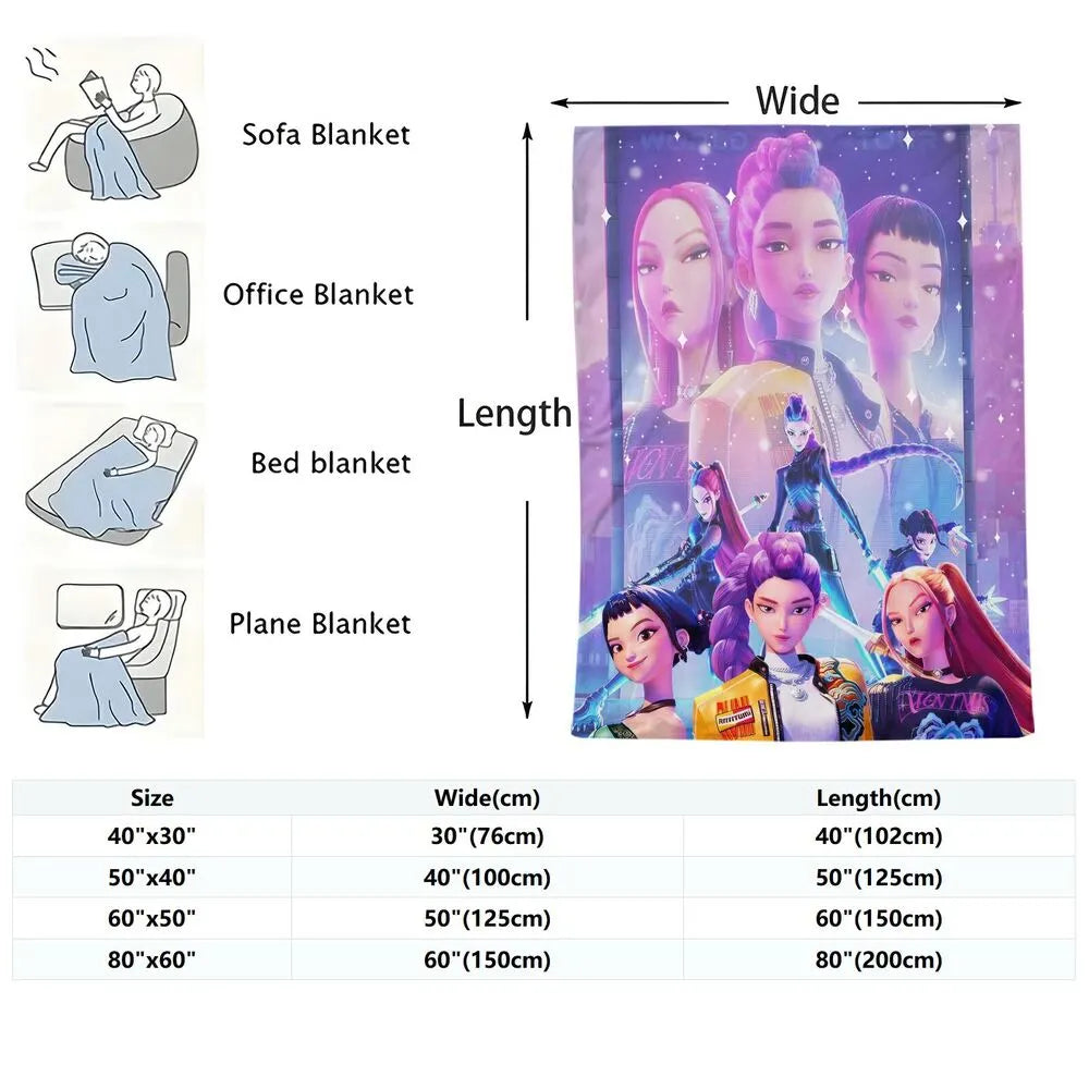 K-POP Demon Hunters Anime Characters Multipurpose Throw Blanket