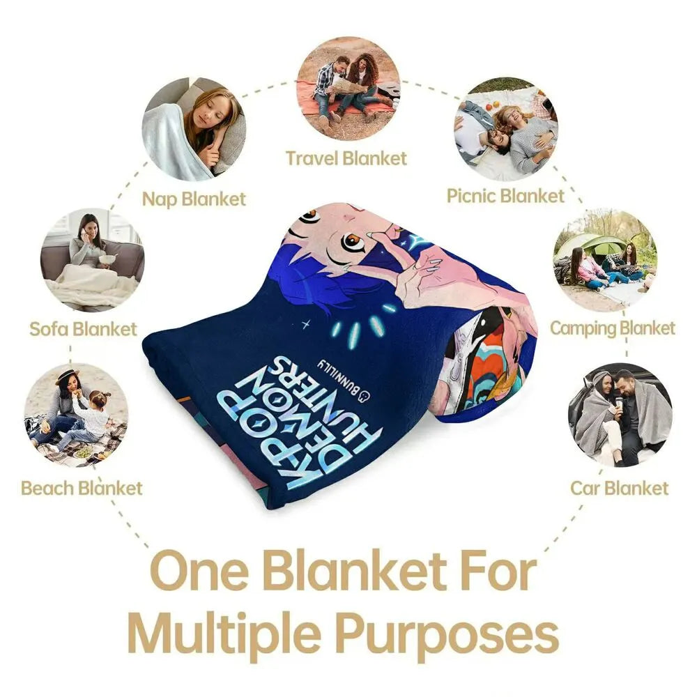 K-POP Demon Hunters Anime Characters Multipurpose Throw Blanket
