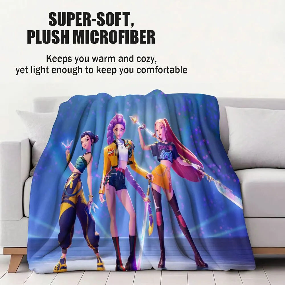 K-POP Demon Hunters Anime Characters Multipurpose Throw Blanket