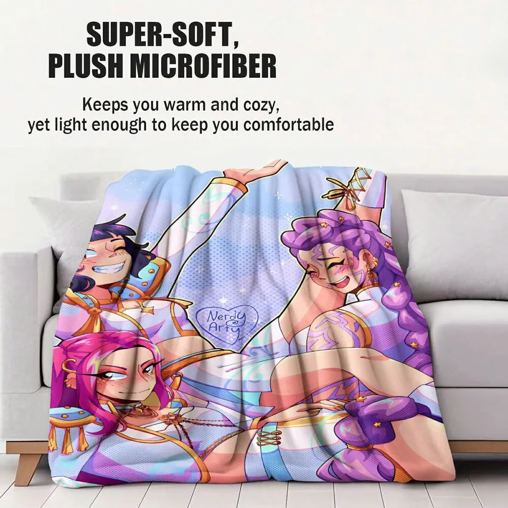 K-POP Demon Hunters Anime Characters Multipurpose Throw Blanket