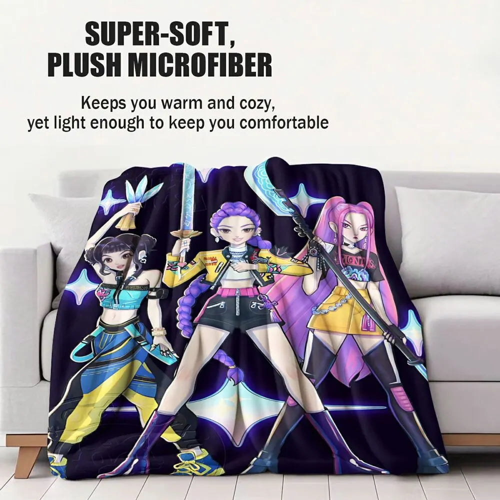 K-POP Demon Hunters Anime Characters Multipurpose Throw Blanket