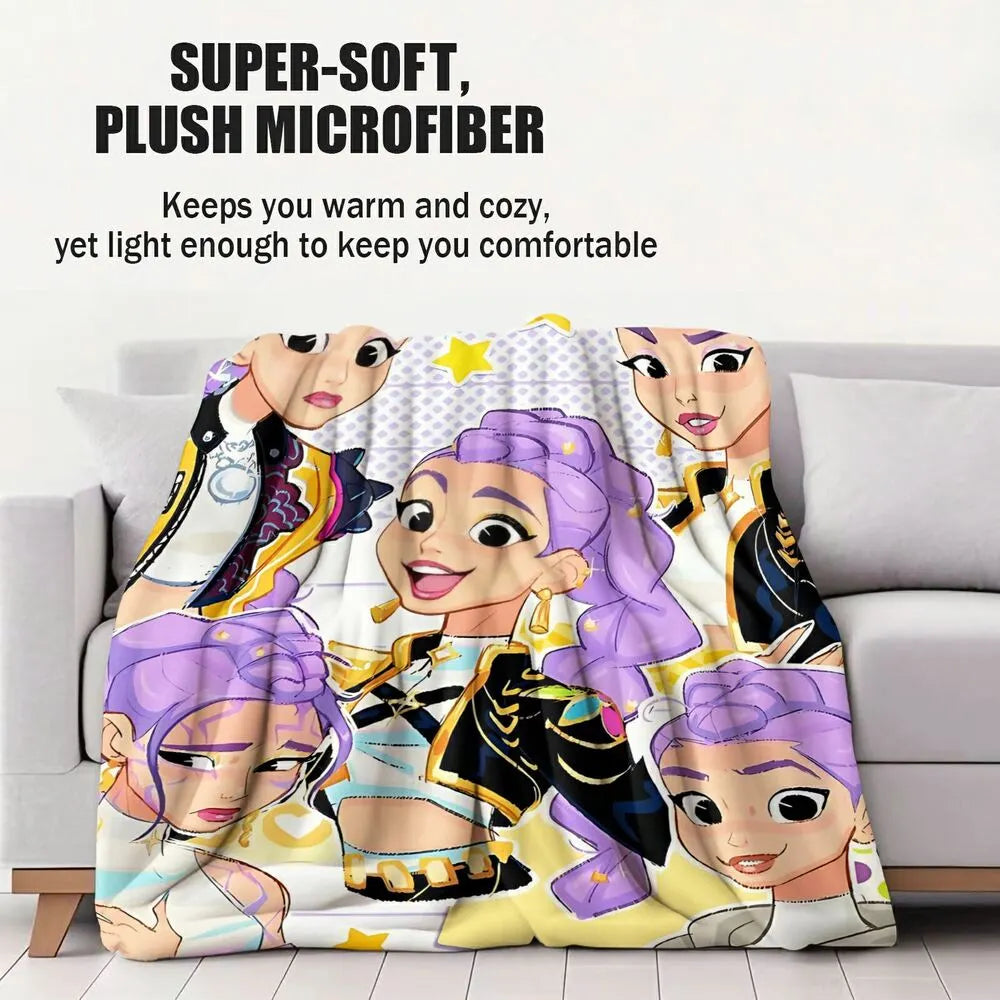 K-POP Demon Hunters Anime Characters Multipurpose Throw Blanket