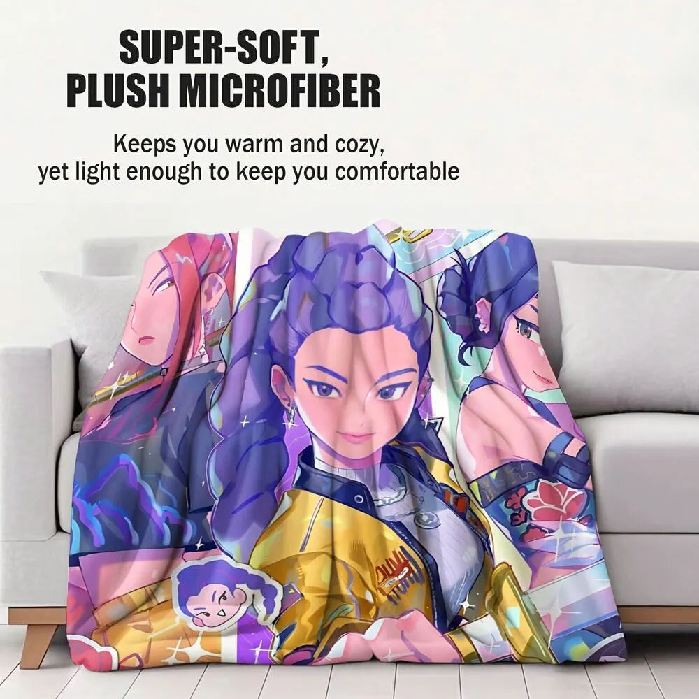 K-POP Demon Hunters Anime Characters Multipurpose Throw Blanket