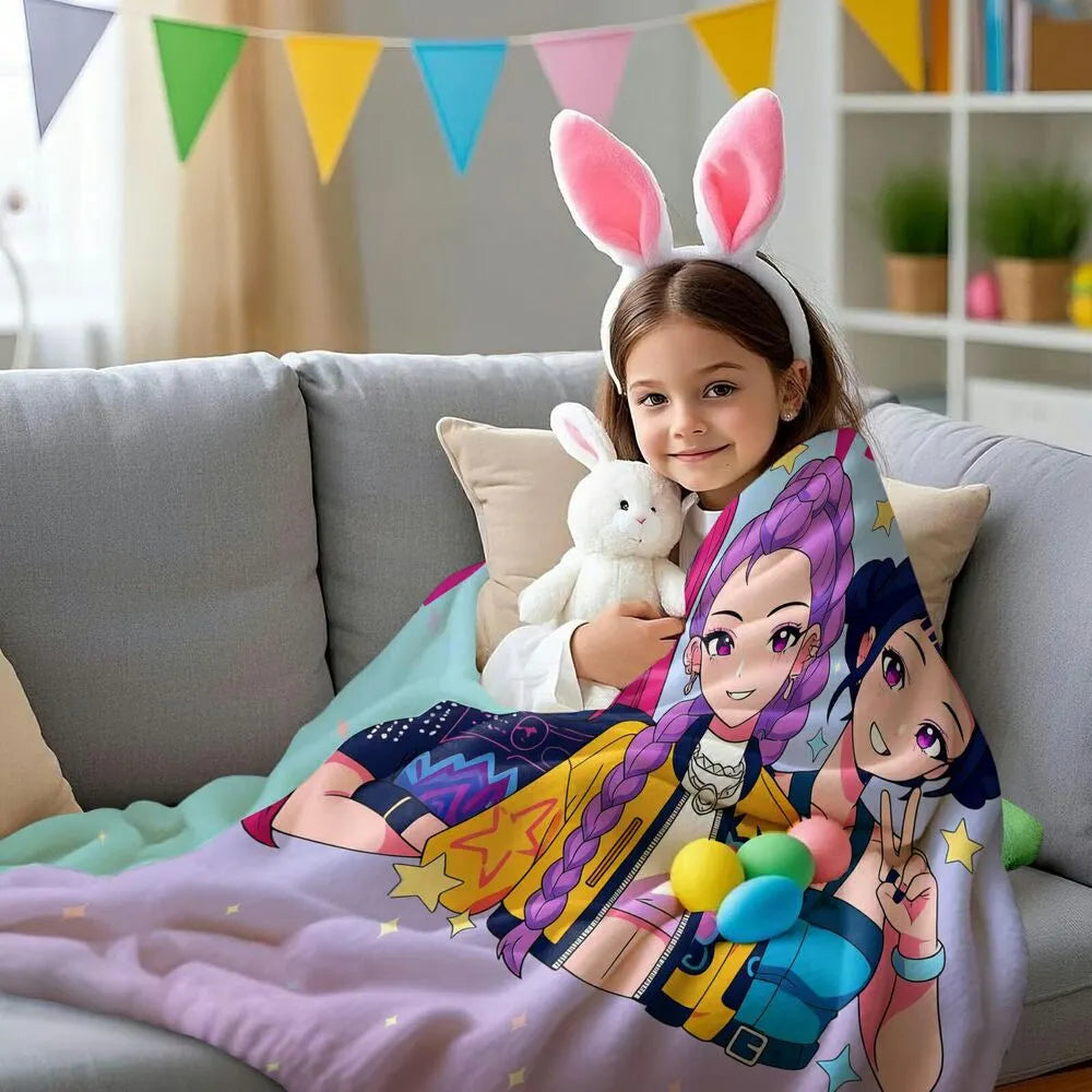 K-POP Demon Hunters Anime Characters Multipurpose Throw Blanket