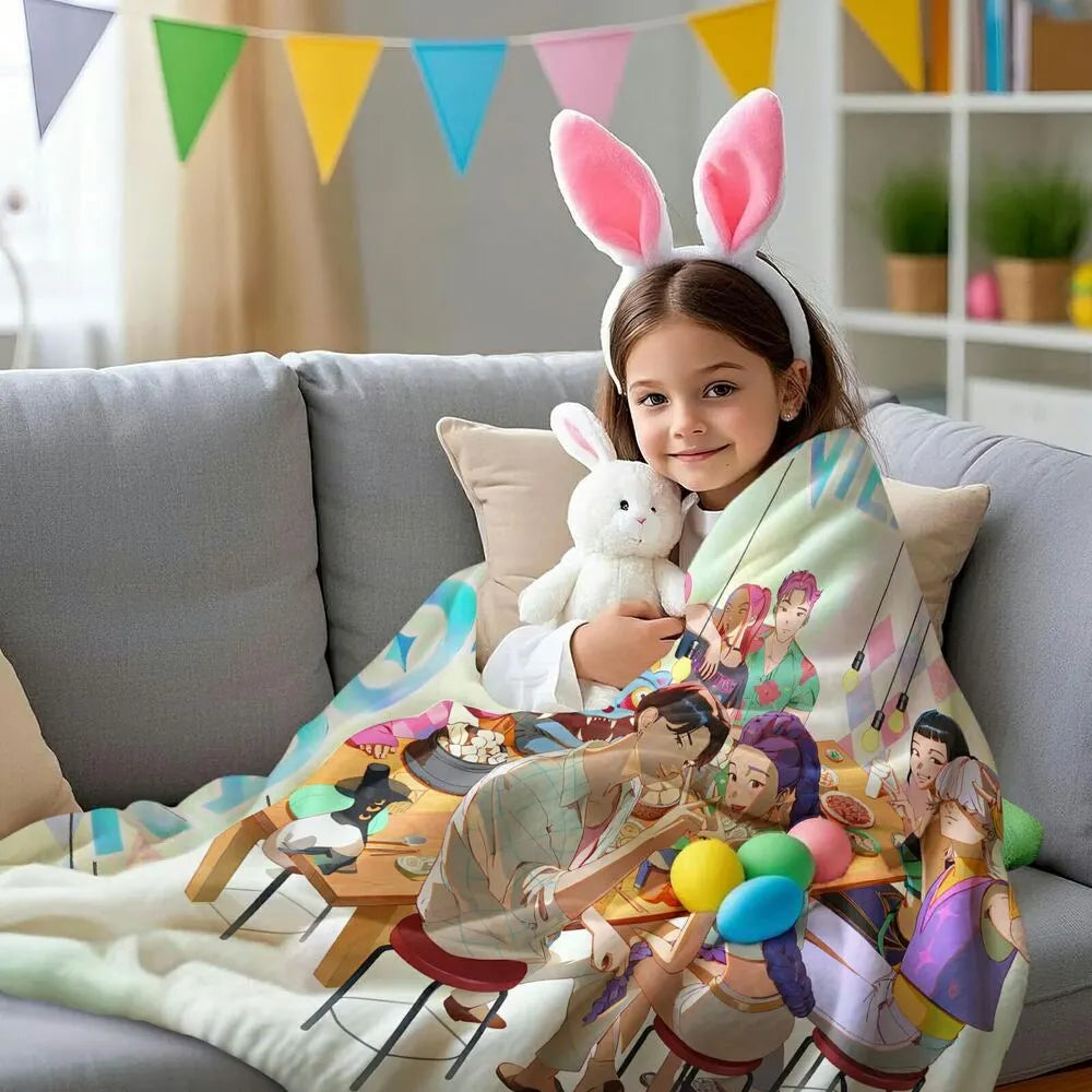 K-POP Demon Hunters Anime Characters Multipurpose Throw Blanket