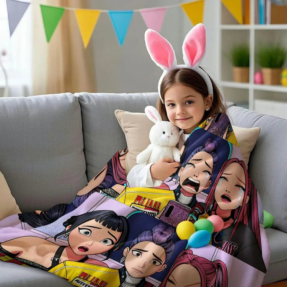 K-POP Demon Hunters Anime Characters Multipurpose Throw Blanket