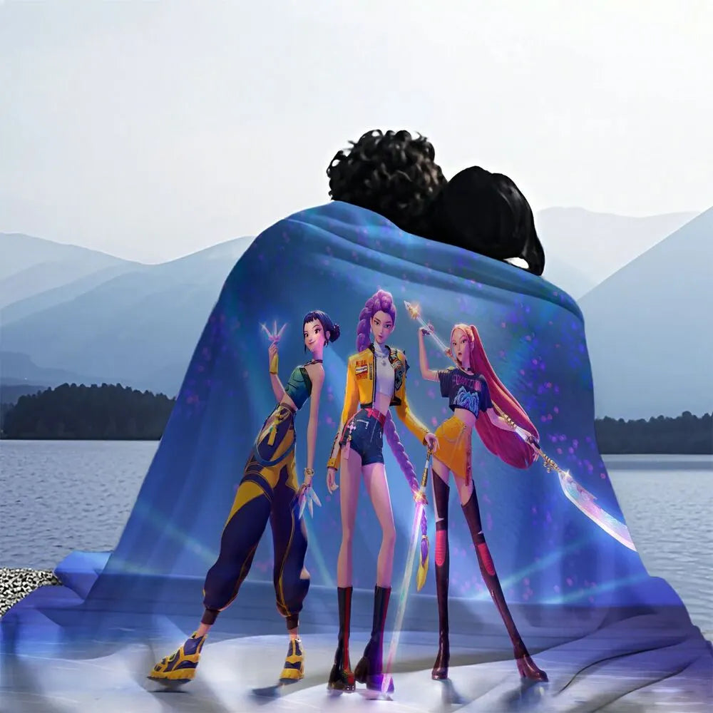 K-POP Demon Hunters Anime Characters Multipurpose Throw Blanket