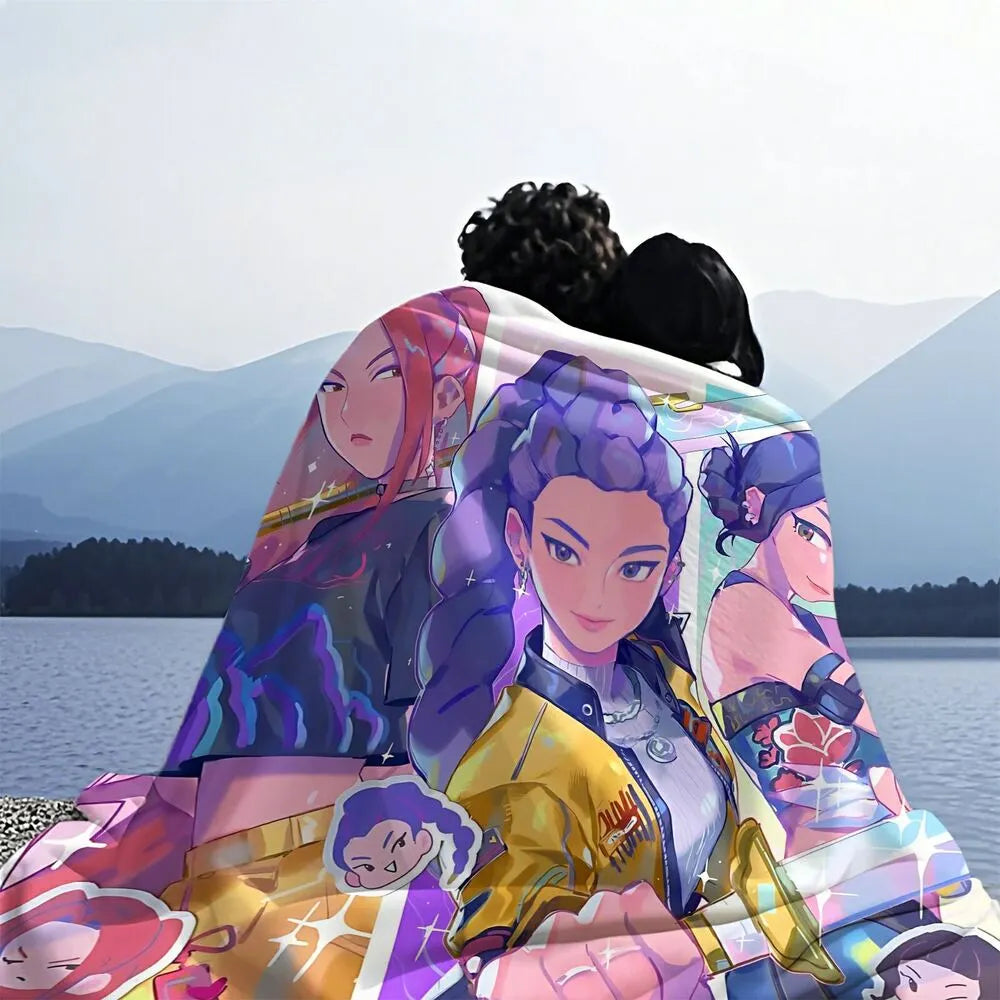 K-POP Demon Hunters Anime Characters Multipurpose Throw Blanket