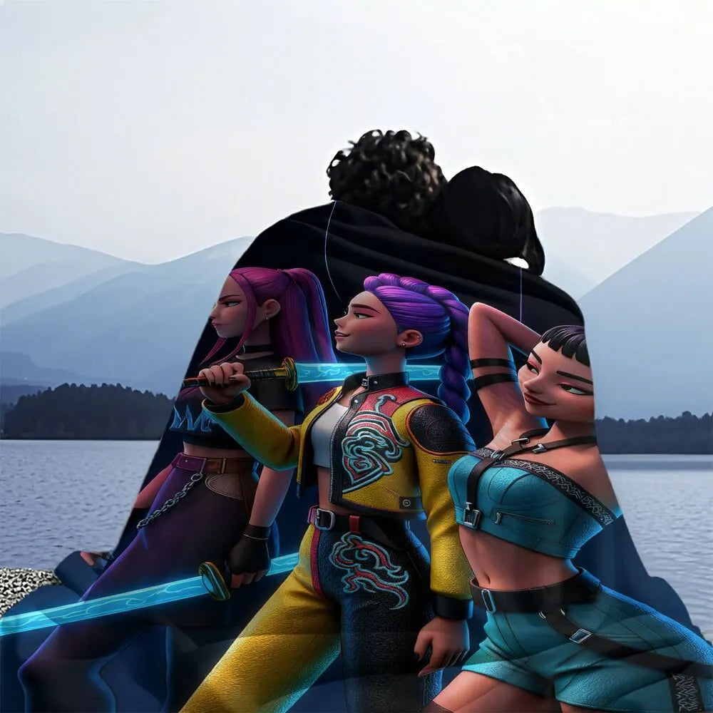 K-POP Demon Hunters Anime Characters Multipurpose Throw Blanket