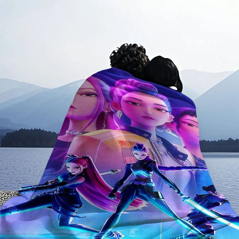 K-POP Demon Hunters Anime Characters Multipurpose Throw Blanket