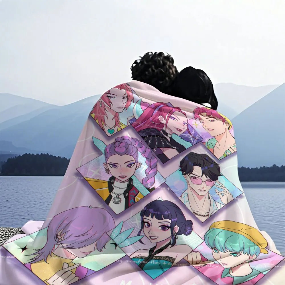 K-POP Demon Hunters Anime Characters Multipurpose Throw Blanket