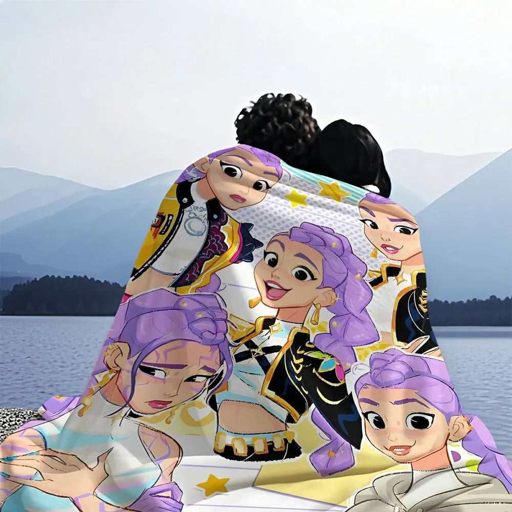 K-POP Demon Hunters Anime Characters Multipurpose Throw Blanket