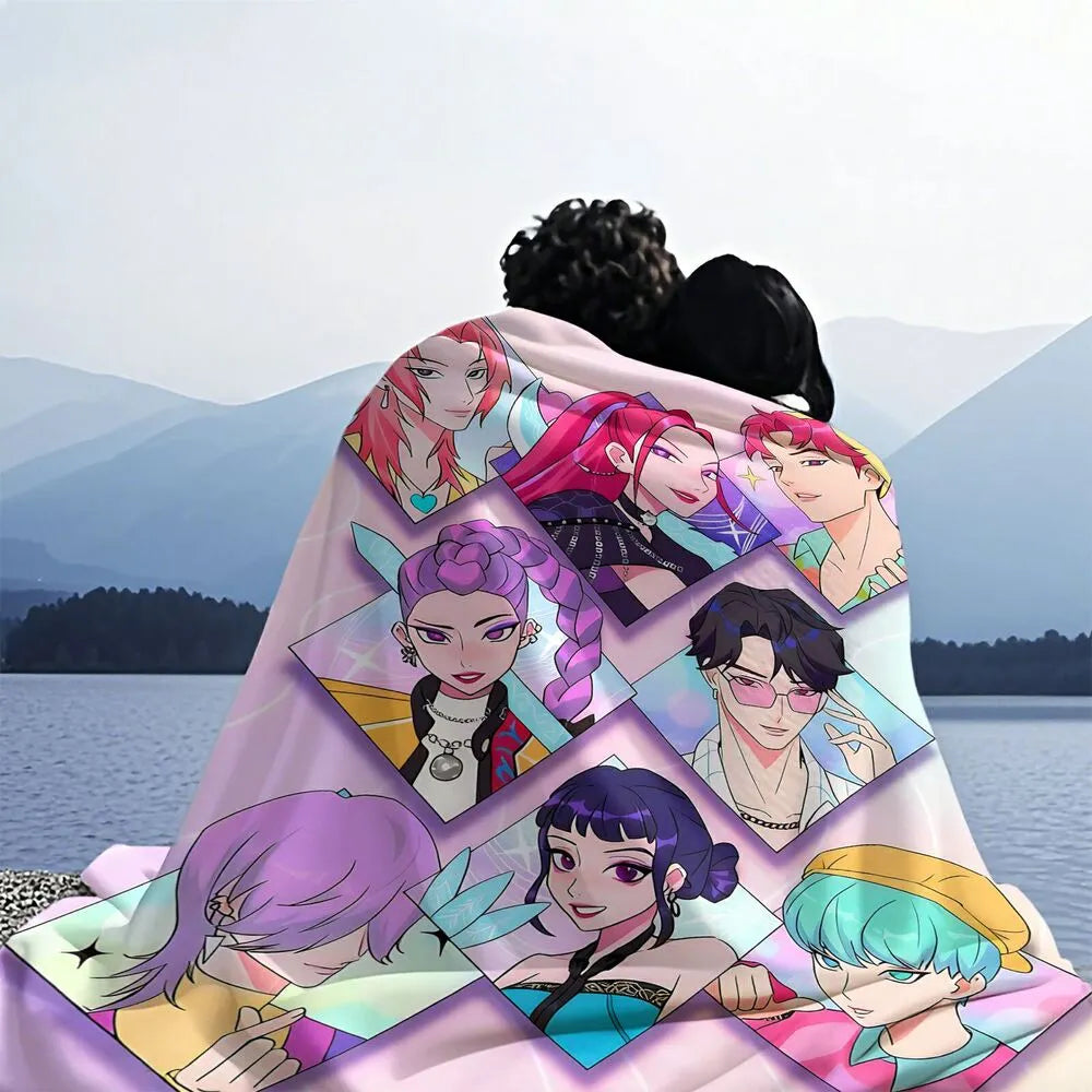 K-POP Demon Hunters Anime Characters Multipurpose Throw Blanket