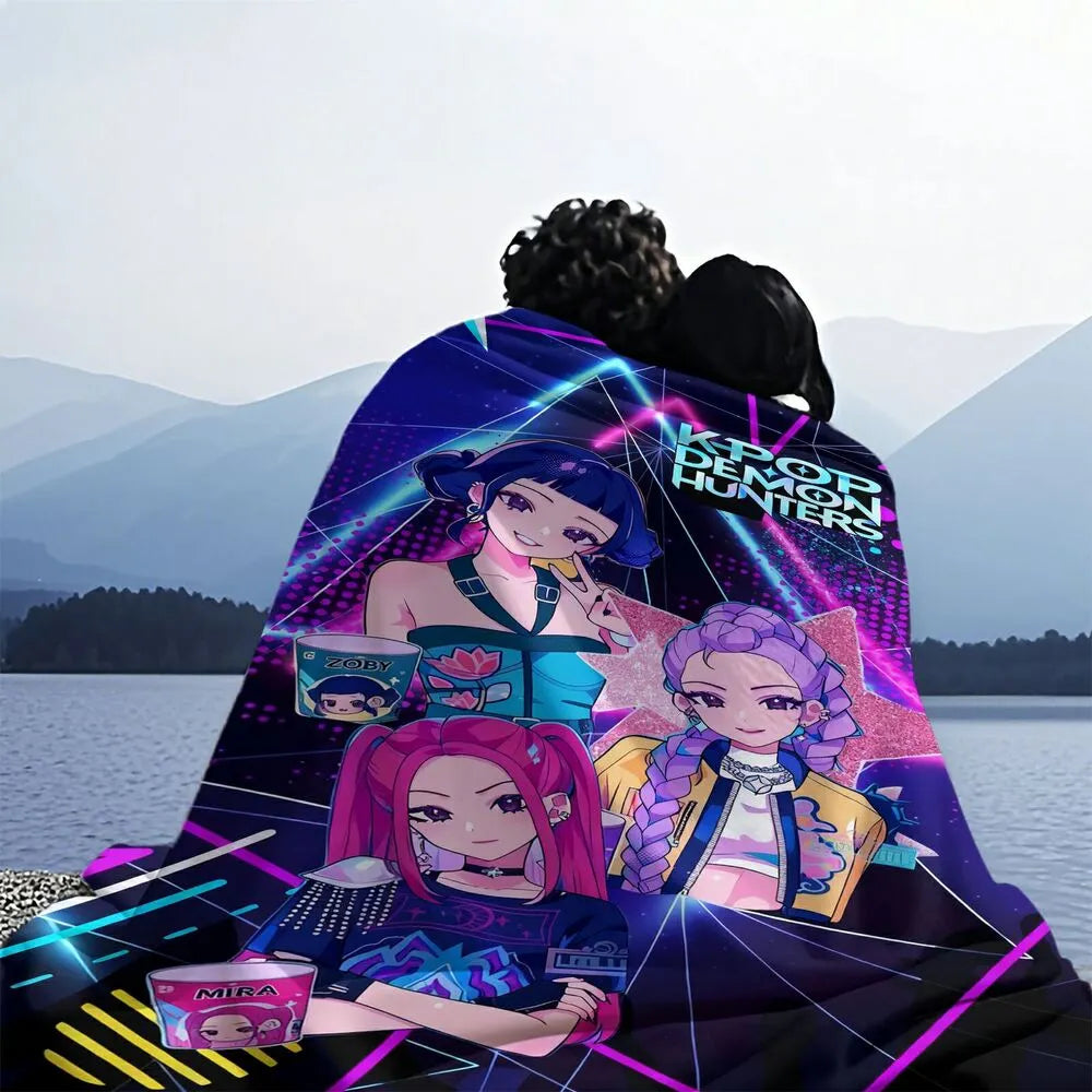 K-POP Demon Hunters Anime Characters Multipurpose Throw Blanket