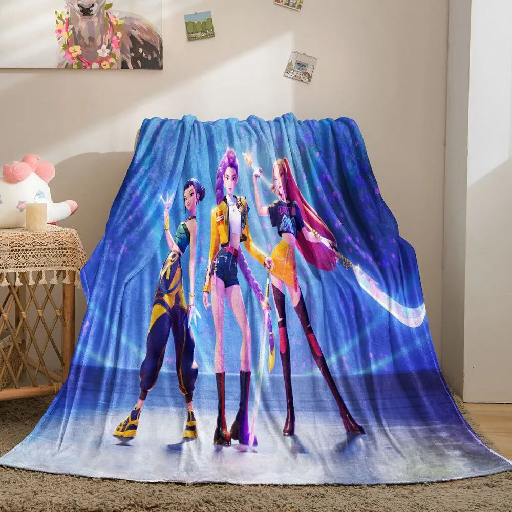 K-POP Demon Hunters Anime Characters Multipurpose Throw Blanket