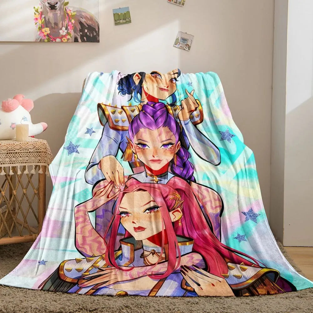 K-POP Demon Hunters Anime Characters Multipurpose Throw Blanket