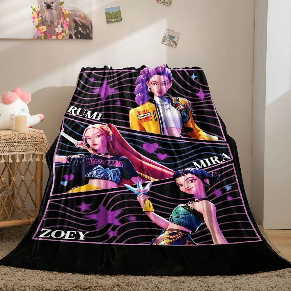 K-POP Demon Hunters Anime Characters Multipurpose Throw Blanket