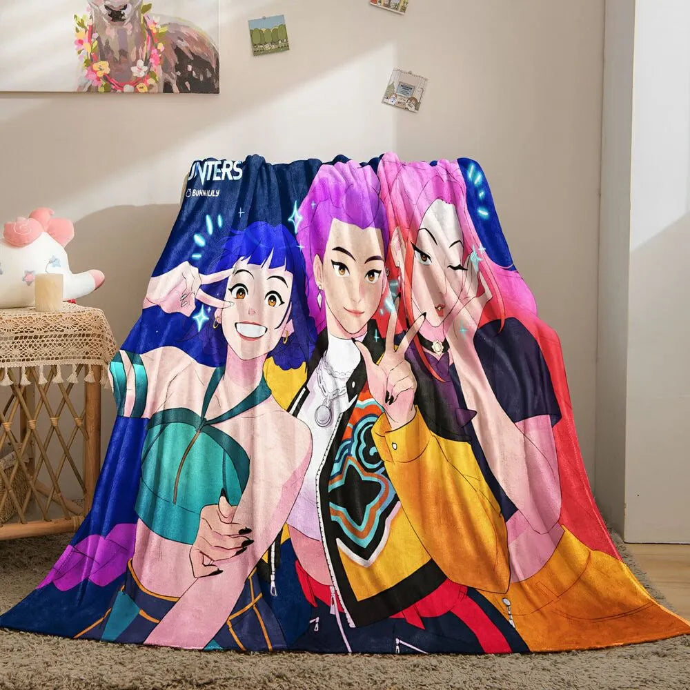 K-POP Demon Hunters Anime Characters Multipurpose Throw Blanket