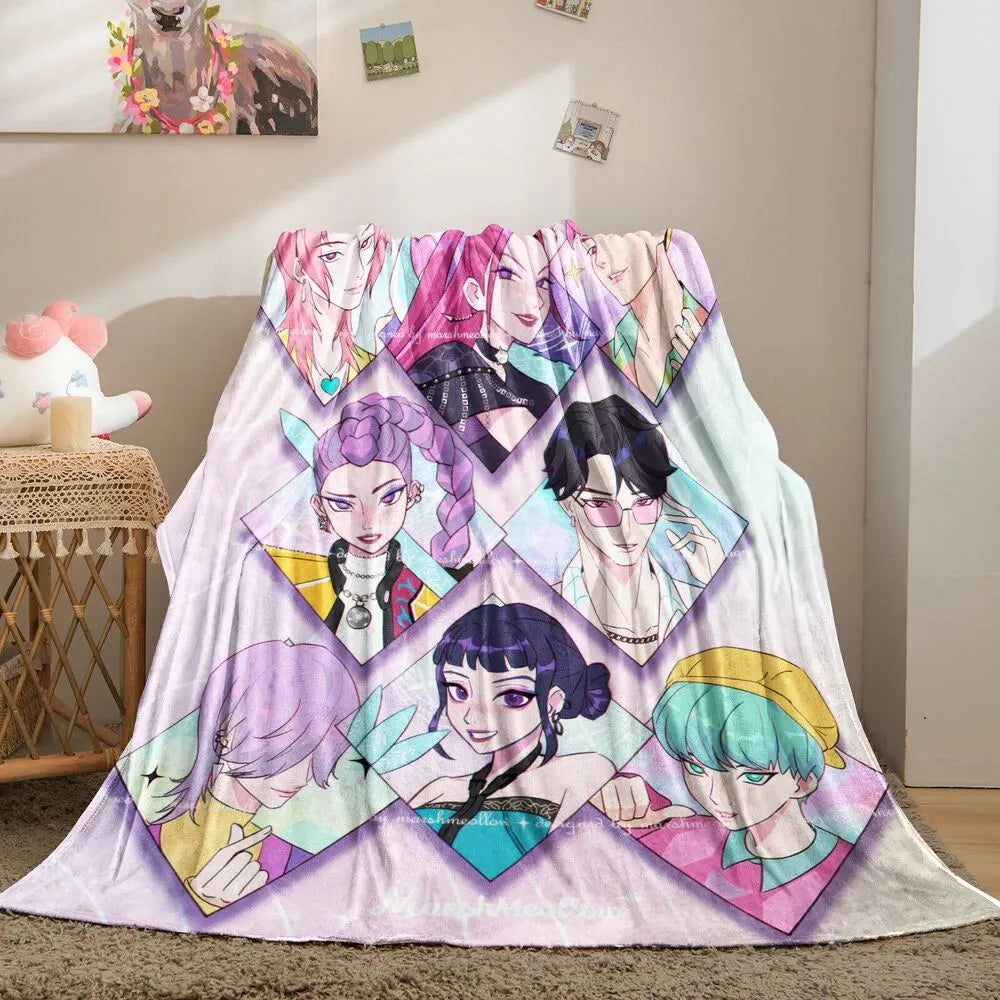 K-POP Demon Hunters Anime Characters Multipurpose Throw Blanket