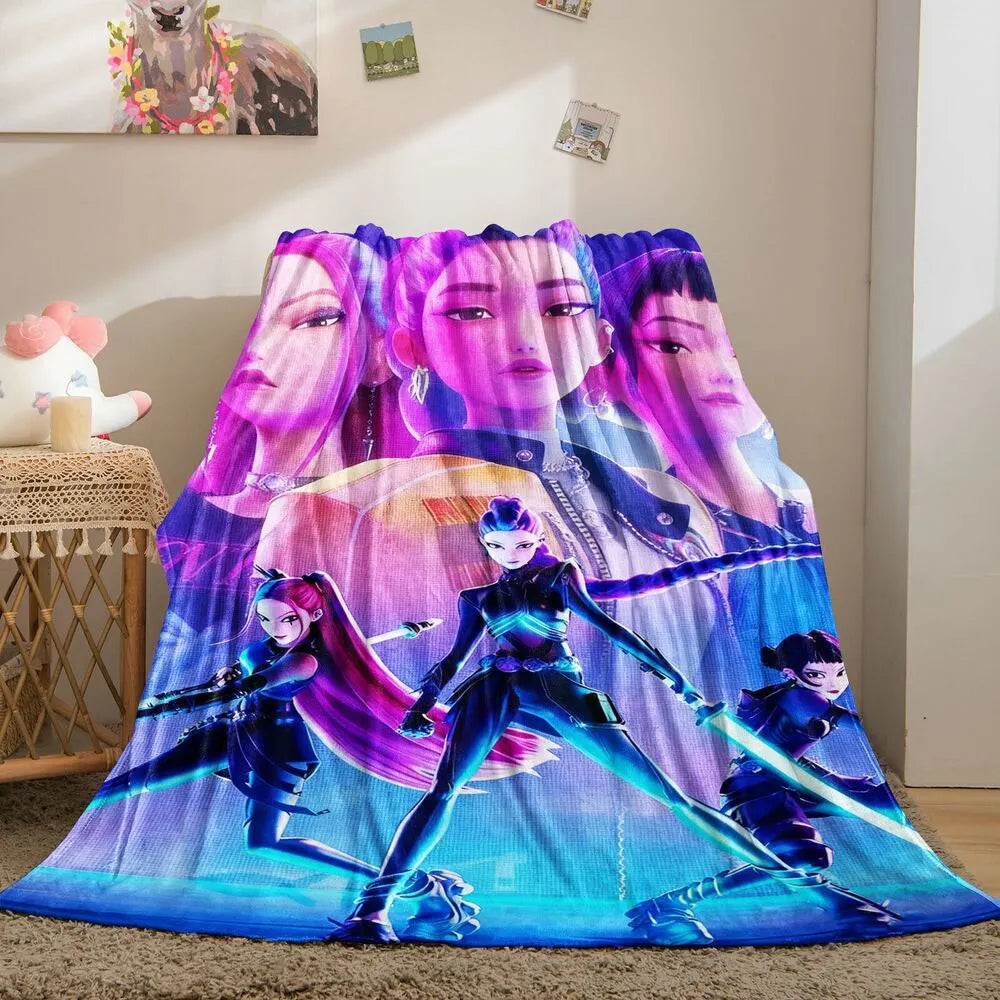 K-POP Demon Hunters Anime Characters Multipurpose Throw Blanket
