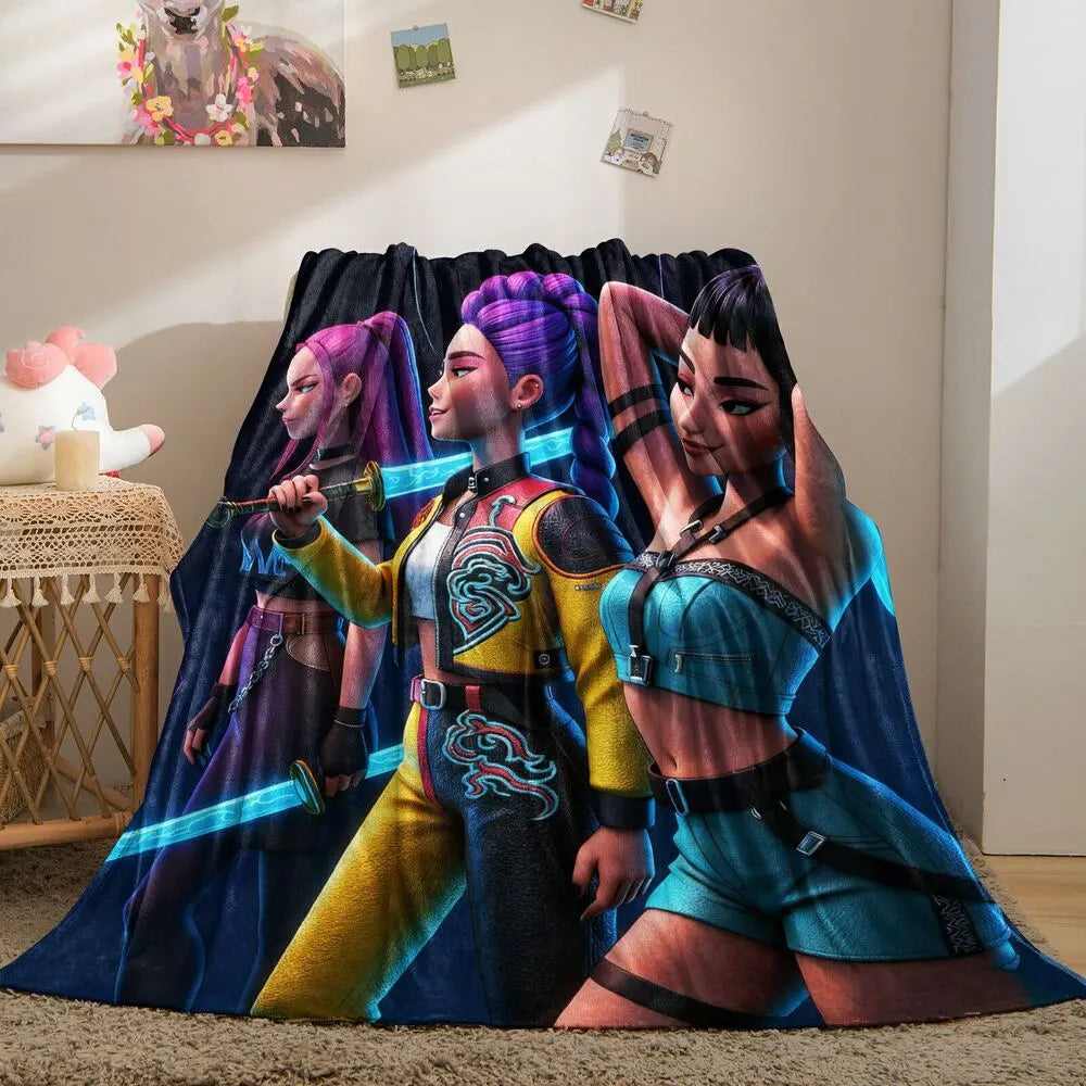 K-POP Demon Hunters Anime Characters Multipurpose Throw Blanket