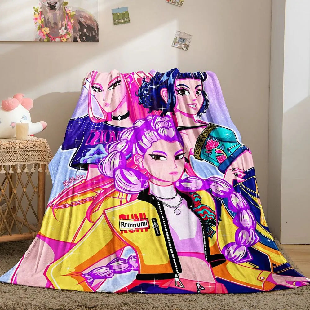 K-POP Demon Hunters Anime Characters Multipurpose Throw Blanket