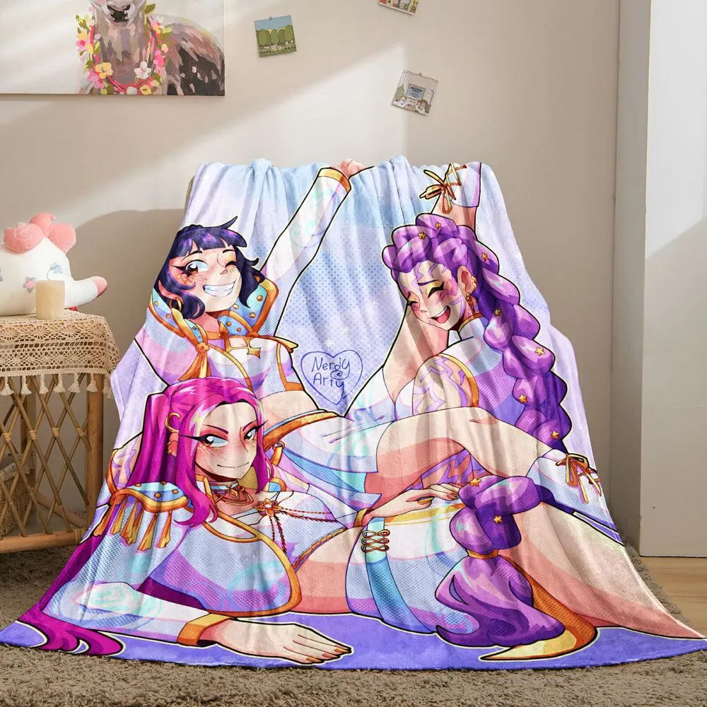 K-POP Demon Hunters Anime Characters Multipurpose Throw Blanket