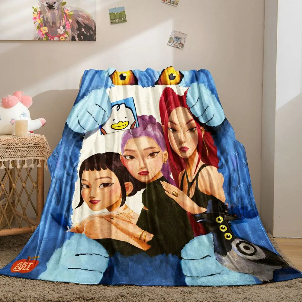 K-POP Demon Hunters Anime Characters Multipurpose Throw Blanket