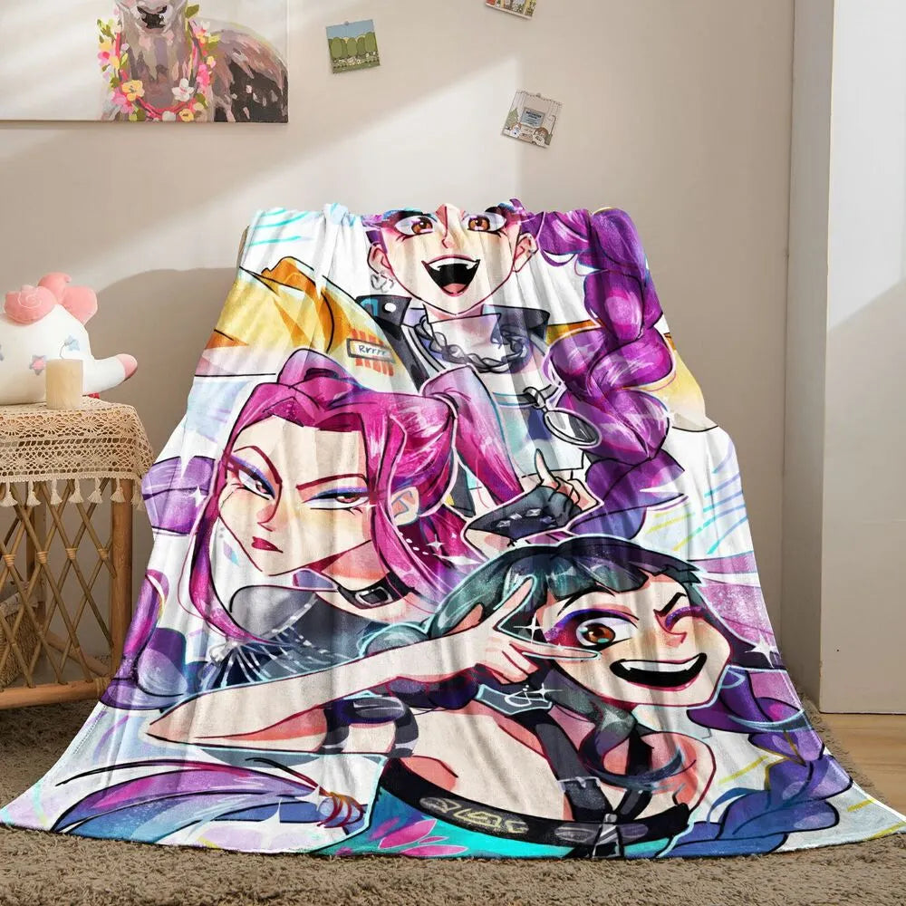 K-POP Demon Hunters Anime Characters Multipurpose Throw Blanket