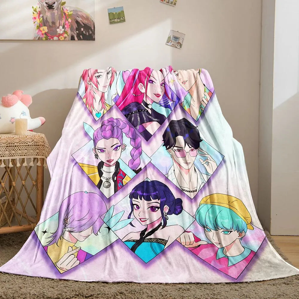 K-POP Demon Hunters Anime Characters Multipurpose Throw Blanket