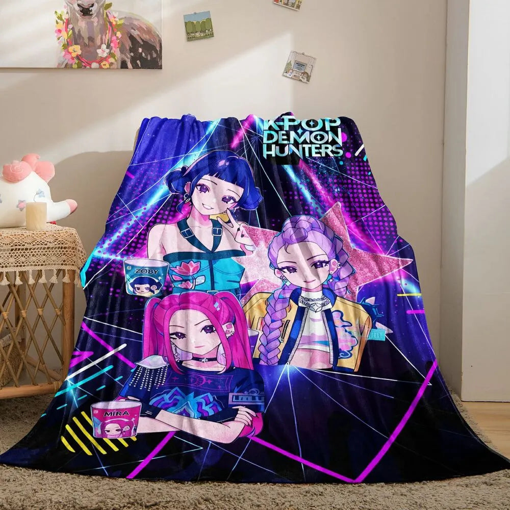 K-POP Demon Hunters Anime Characters Multipurpose Throw Blanket
