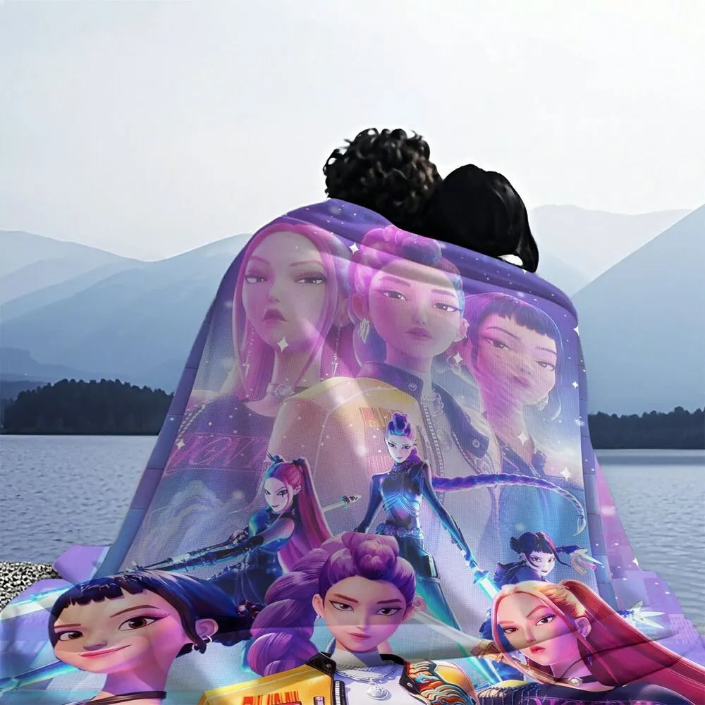 K-POP Demon Hunters Anime Characters Multipurpose Throw Blanket
