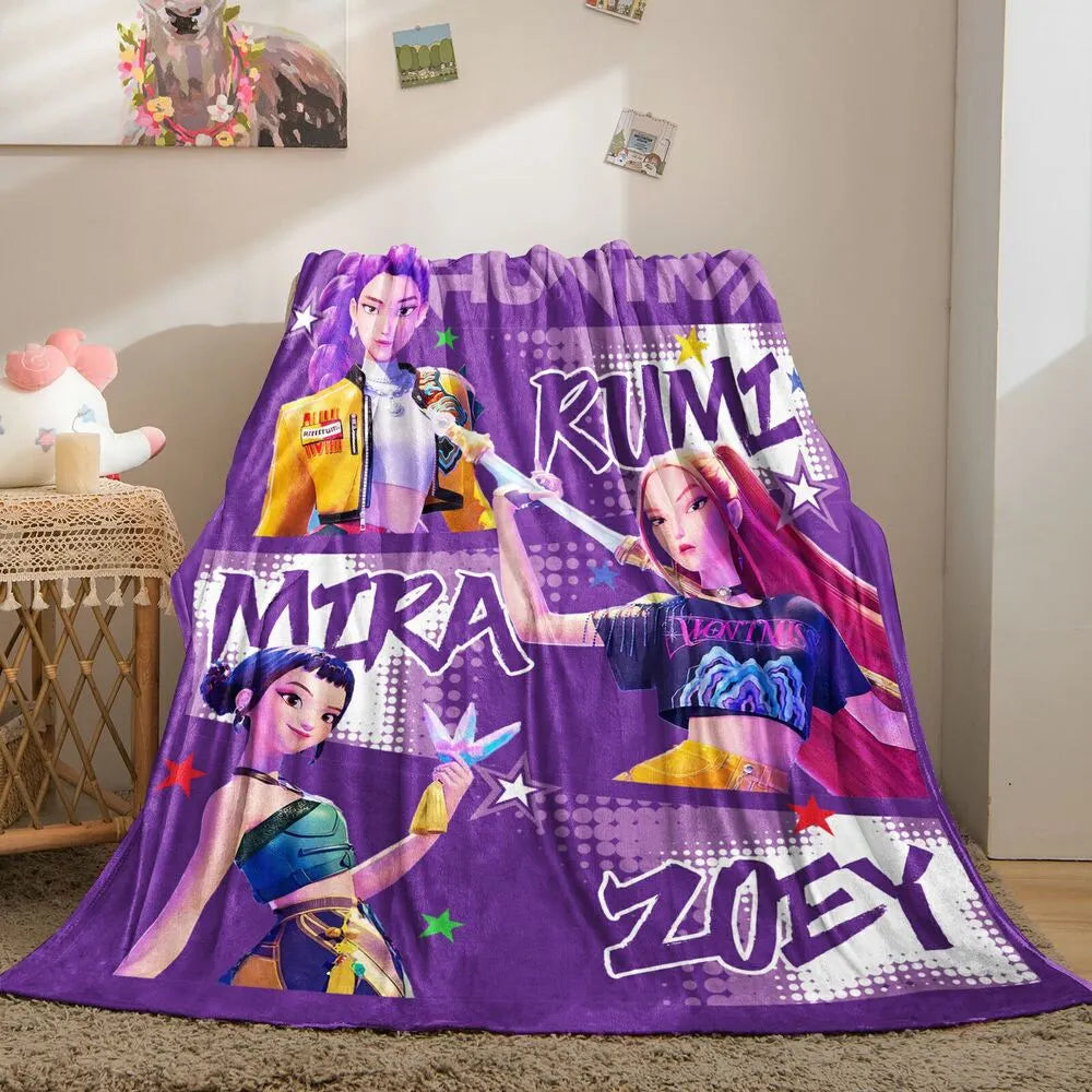 K-POP Demon Hunters Anime Characters Multipurpose Throw Blanket