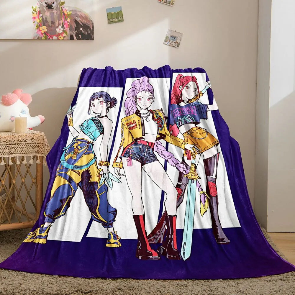 K-POP Demon Hunters Anime Characters Multipurpose Throw Blanket