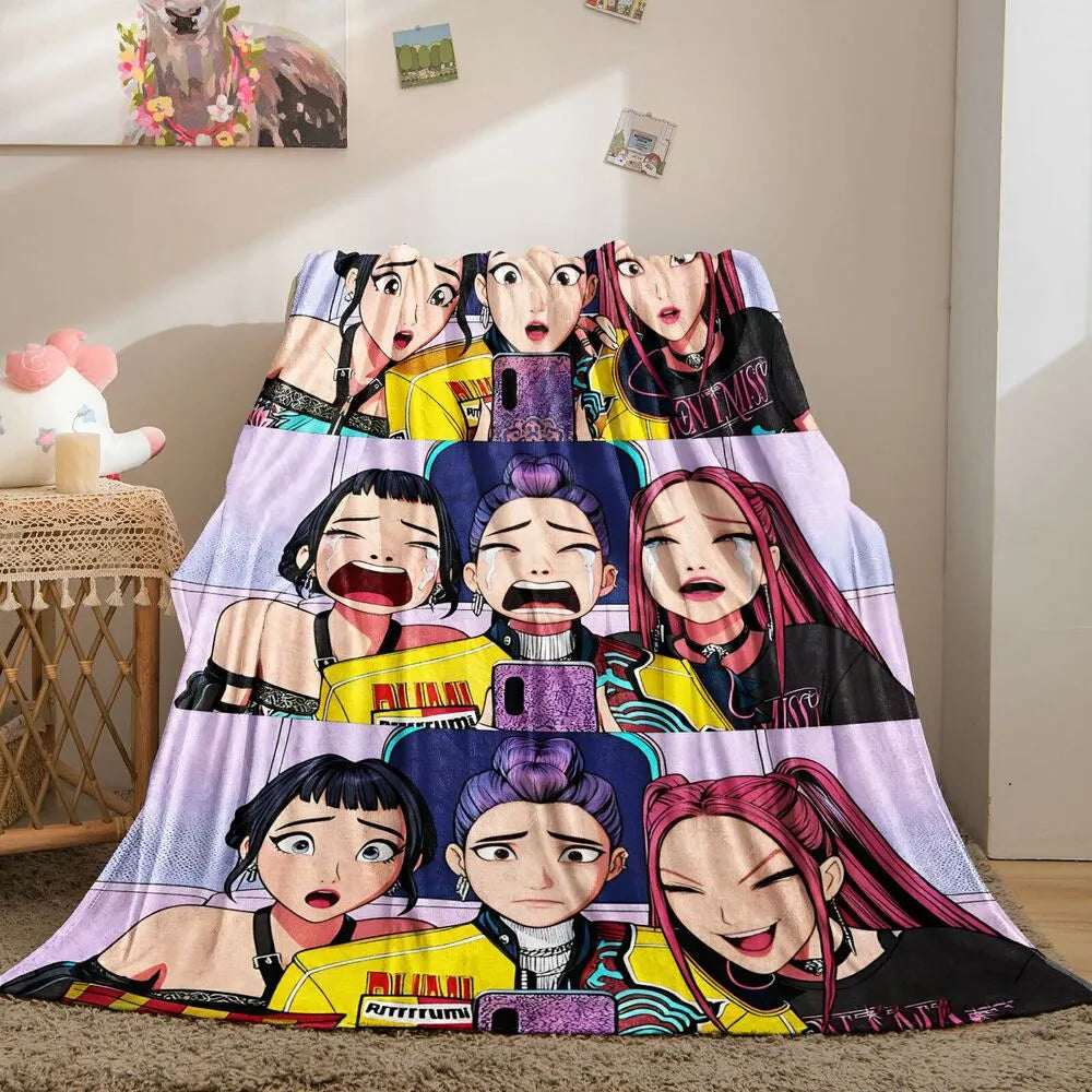 K-POP Demon Hunters Anime Characters Multipurpose Throw Blanket