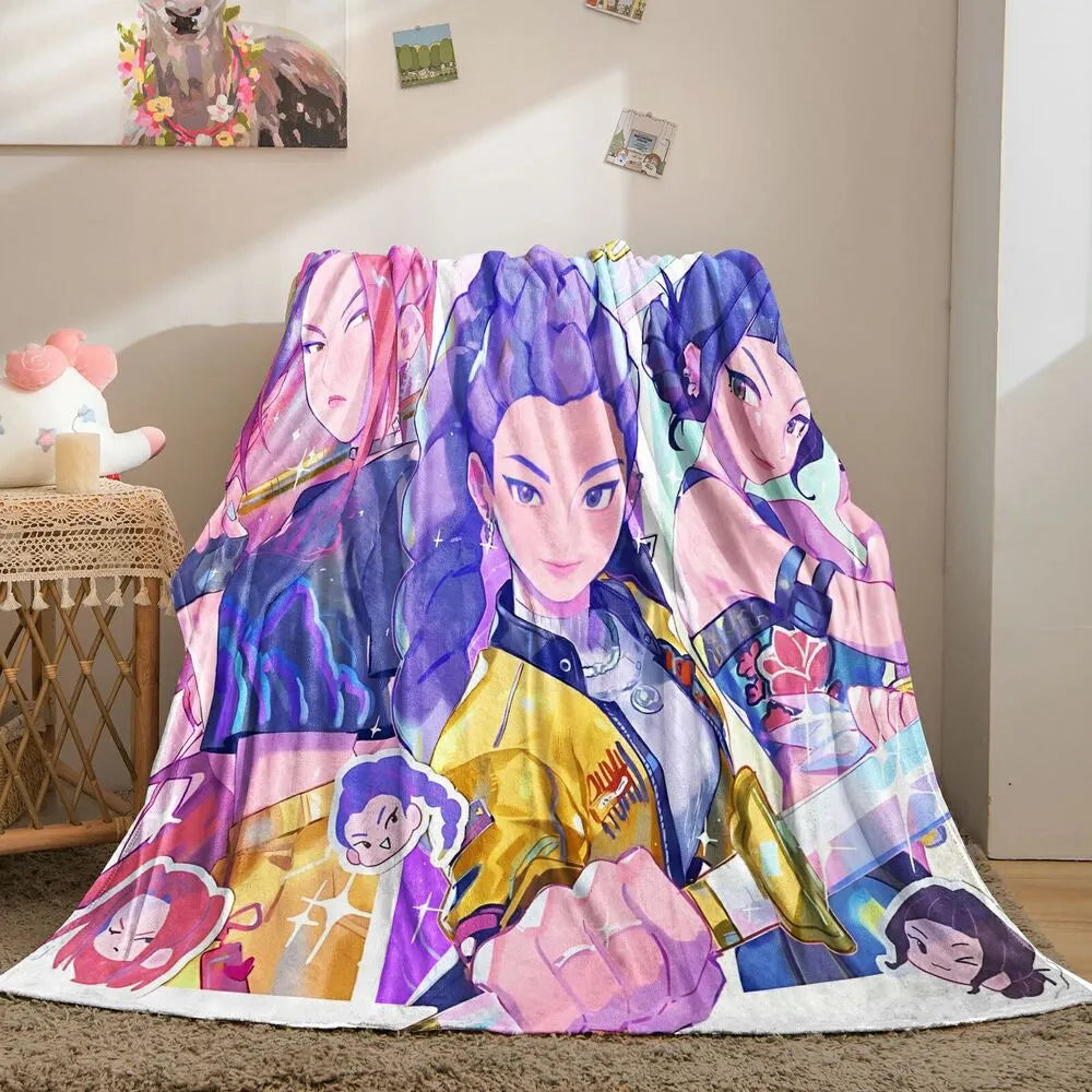 K-POP Demon Hunters Anime Characters Multipurpose Throw Blanket