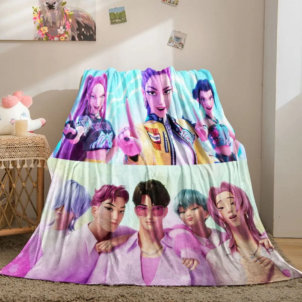 K-POP Demon Hunters Anime Characters Multipurpose Throw Blanket