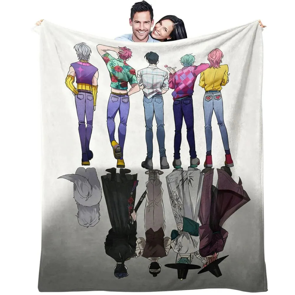 K-POP Demon Hunters Anime Characters Reversible Multipurpose Throw Blanket