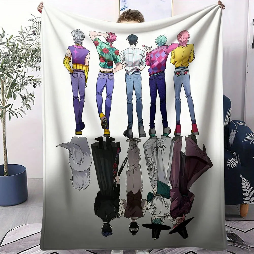 K-POP Demon Hunters Anime Characters Reversible Multipurpose Throw Blanket